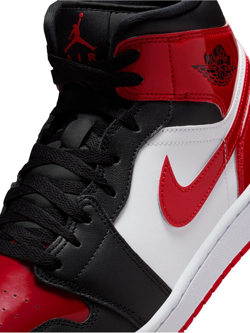Nike Air Jordan 1 Mid SE Shoes Patent Bred Black Red White Men 8.5 Women 7. - Picture 16 of 16